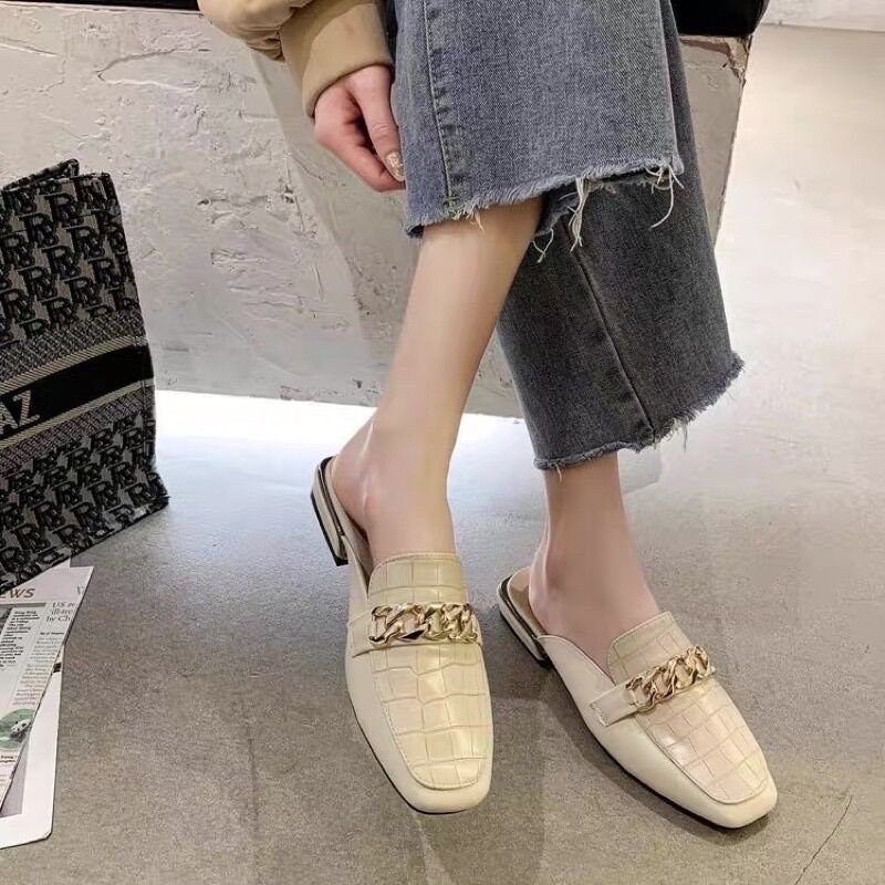( Sẵn hàng ) Dép sục da rắn khoá xích BIG SIZE 35-43