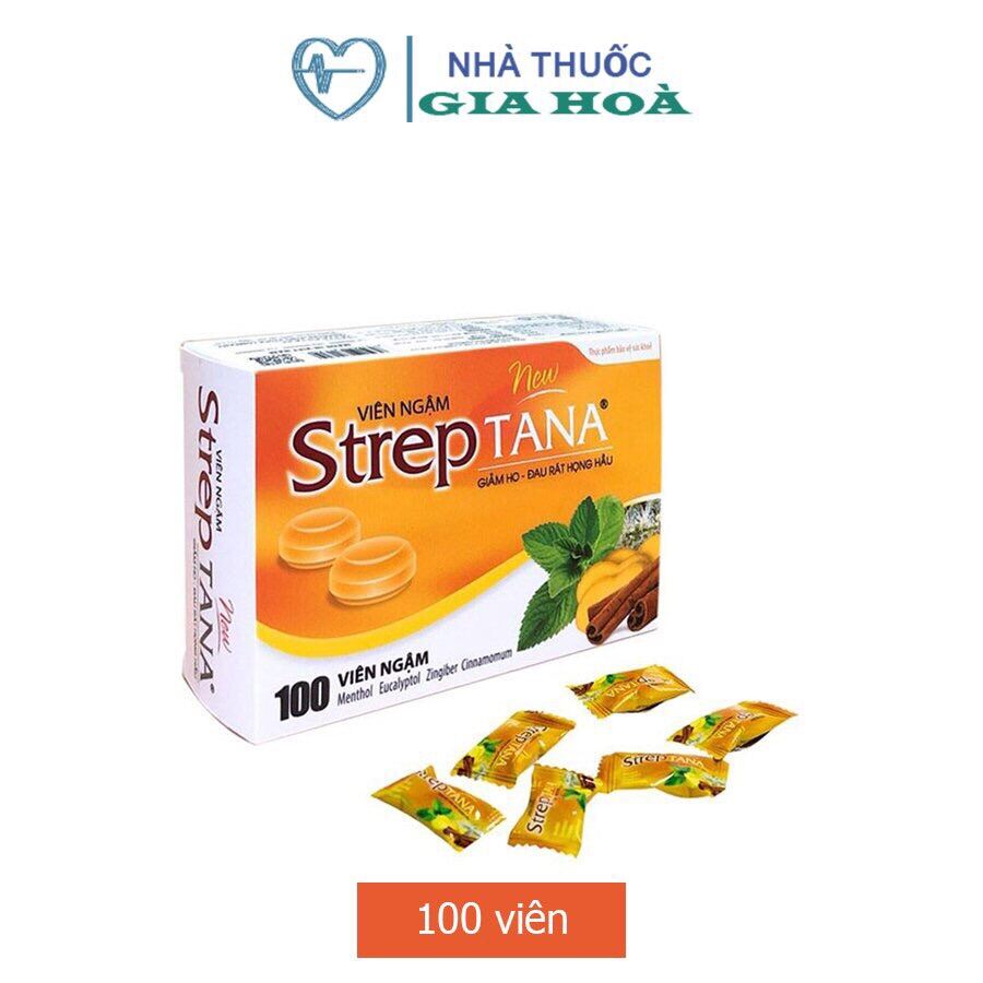 Kẹo ngậm Streptana hỗ trợ giảm ho và đau họng Hộp 100 viên