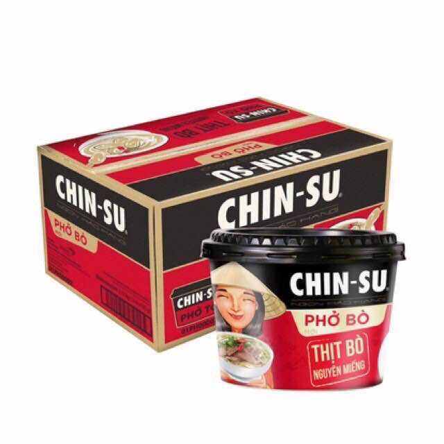 Thùng 12 Hộp Phở Bò Chinsu (Có Thịt Thậ) 132G/Hộp