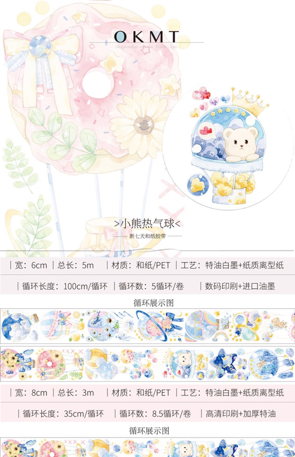 Washi tape _ Chiếc gấu mộng mơ _ Chiết 1 chu kì