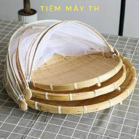 (Kho sỉ) Lồng bàn tre, mẹt lồng bàn gấp gọn TIỆM MÂY TH