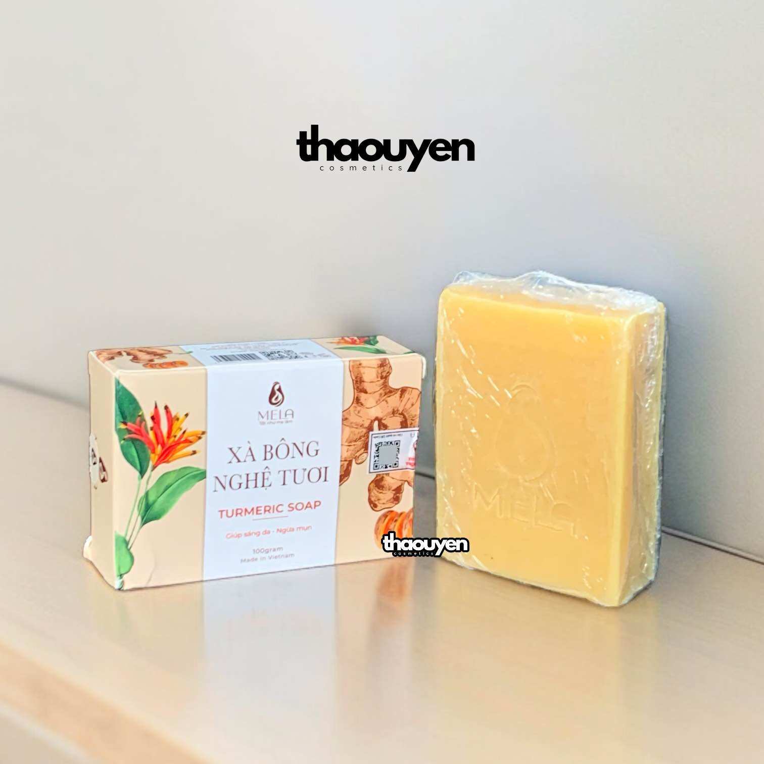 Xà Bông Nghệ Tươi Mela Giảm Mụn Lưng, Làm Sạch Da Giúp Da Mềm Mịn 100g