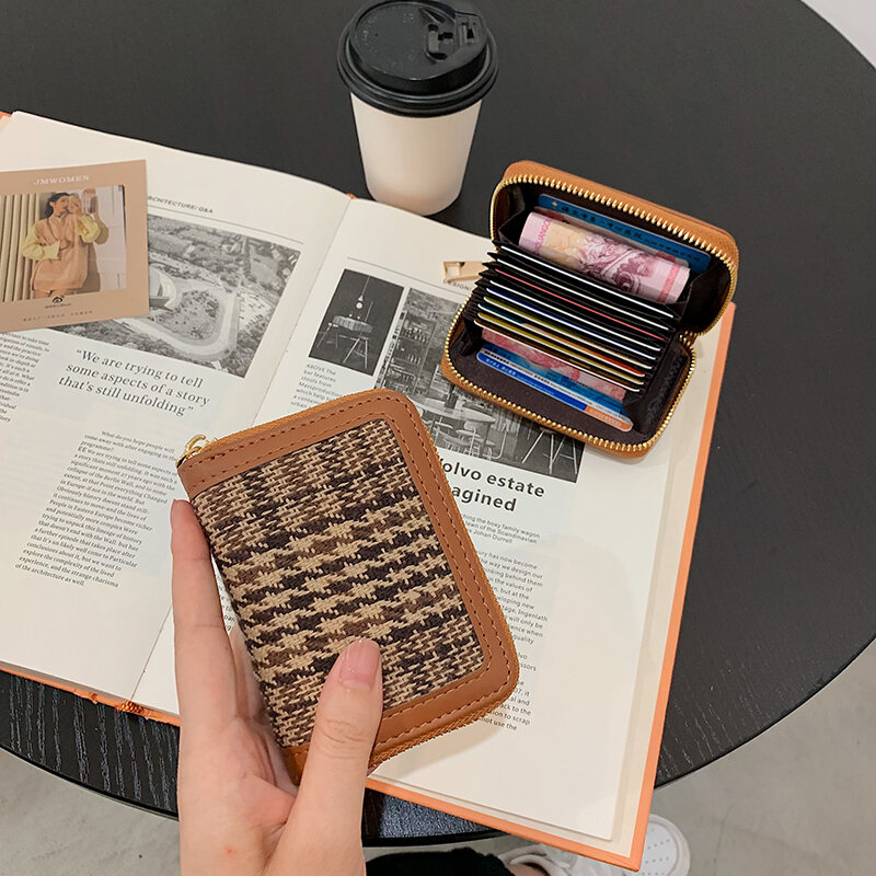 Ví Nữ Vải Canvas Phong Cách Hàn Quốc Cổ Điển Nhỏ Khóa Kéo Đựng Thẻ Ngắn Đựng Giấy Visiting Card Đựng Tiền Xu