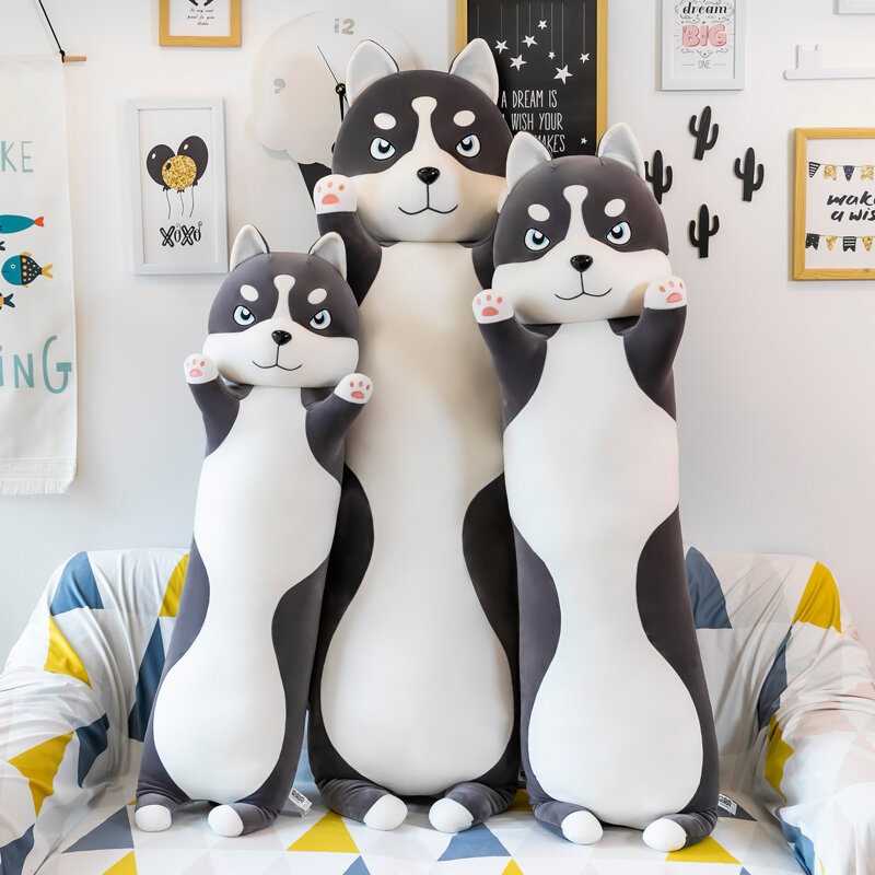 Đồ chơi nhồi bông chó husky đồ chơi búp bê hình chó gối ôm dài chân gối ôm búp bê vải trên giường ngủ búp bê husky nữ sinh