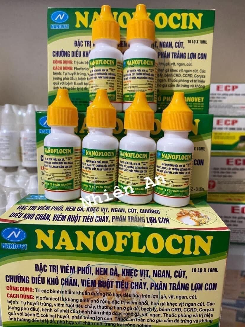 Nanoflocin 10ml ho hen, khò khè, đau mắt, Tiêu chảy trên gà,chim