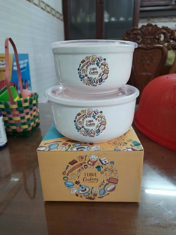 Bộ 2 thố sứ có nắp đậy