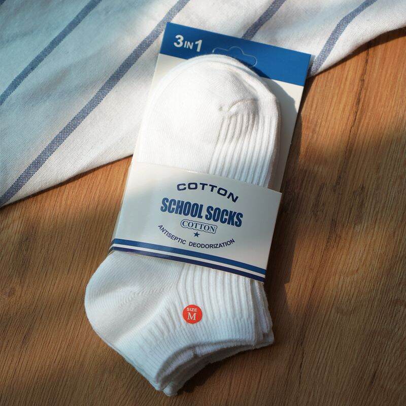 Tất Trẻ Em Tất Màu Trắng Học Sinh Bé Trai Bé Gái Bé Gái Tất Thể Thao Tất Ngắn Cotton Hai Kim Bé Lớn Nhỡ Mùa Xuân Thu