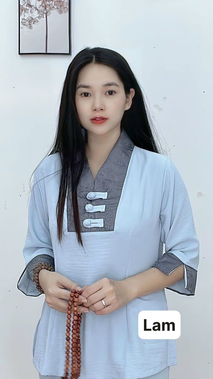 Đồ Lam Đi Chùa _ Mẫu Chữ Y 3 nút ( Chất Vãi Đũi )