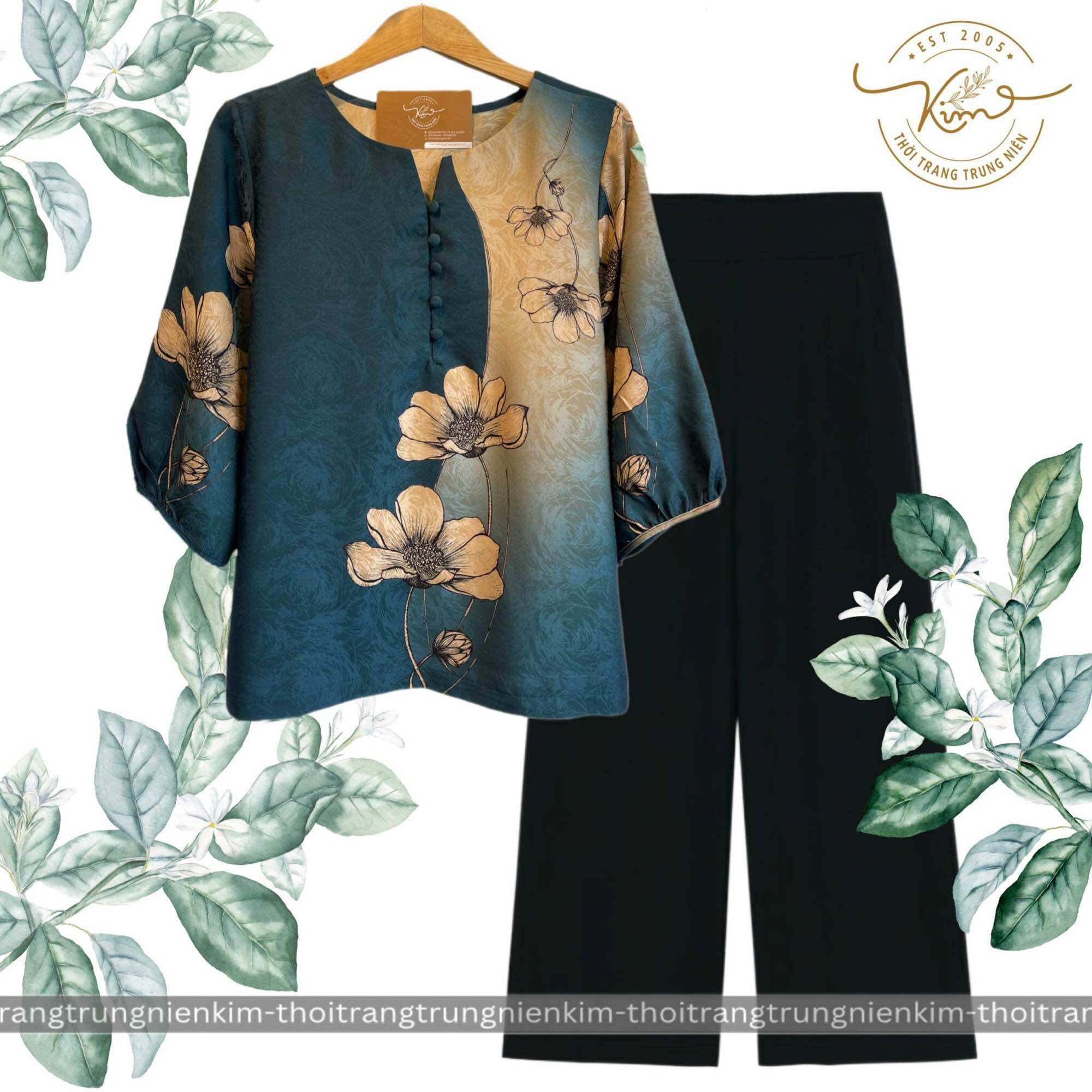 Sét bộ áo lụa vân gấm mê cung trung niên SIÊU HOT kèm quần tây chất liệu cao cấp sang trọng Bigsize phù hợp mọi lứa tuổi