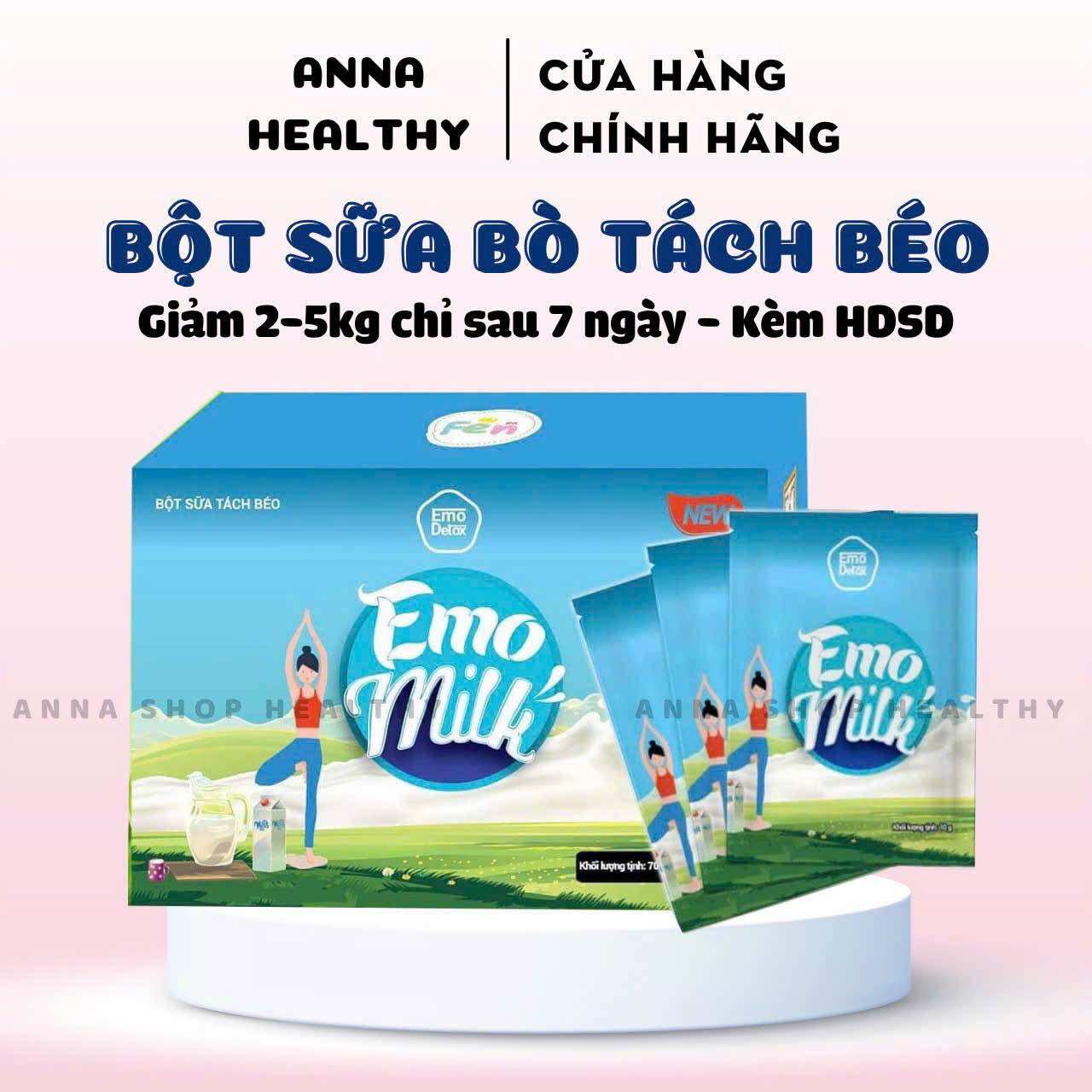 [Emoslim Chính Hãng] Sữa Giảm Cân Emo Milk - Sữa Tách Béo - Giảm Cân 2-5Kg Chỉ Sau 7 Ngày