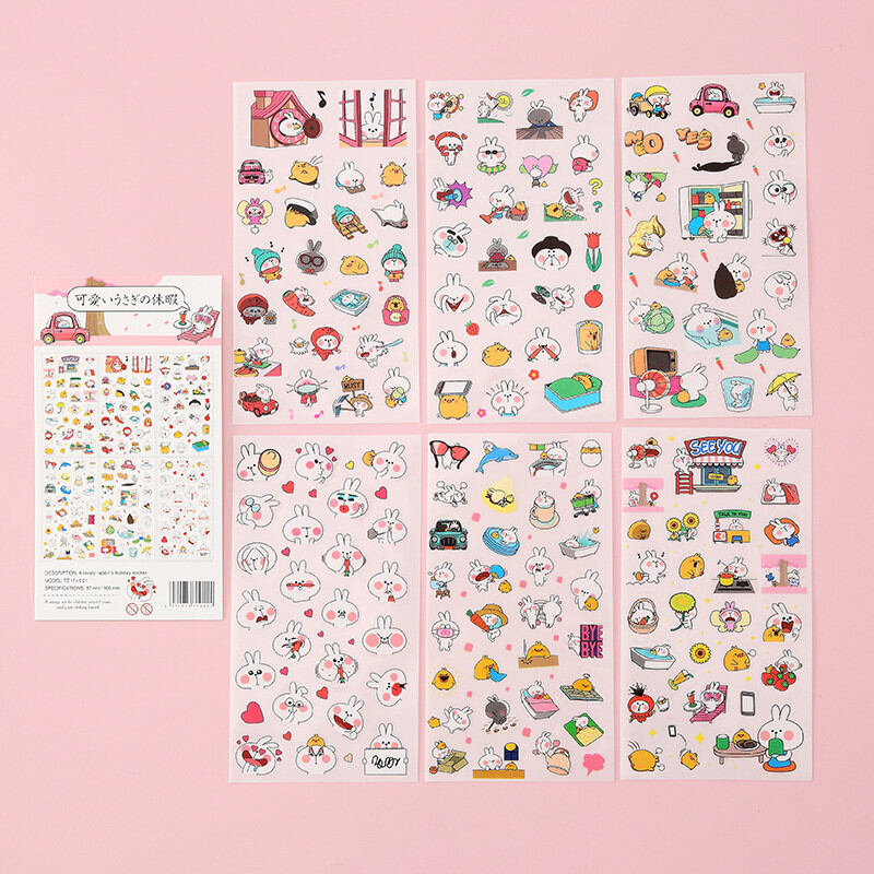 Set 6 tờ sticker thỏ béo