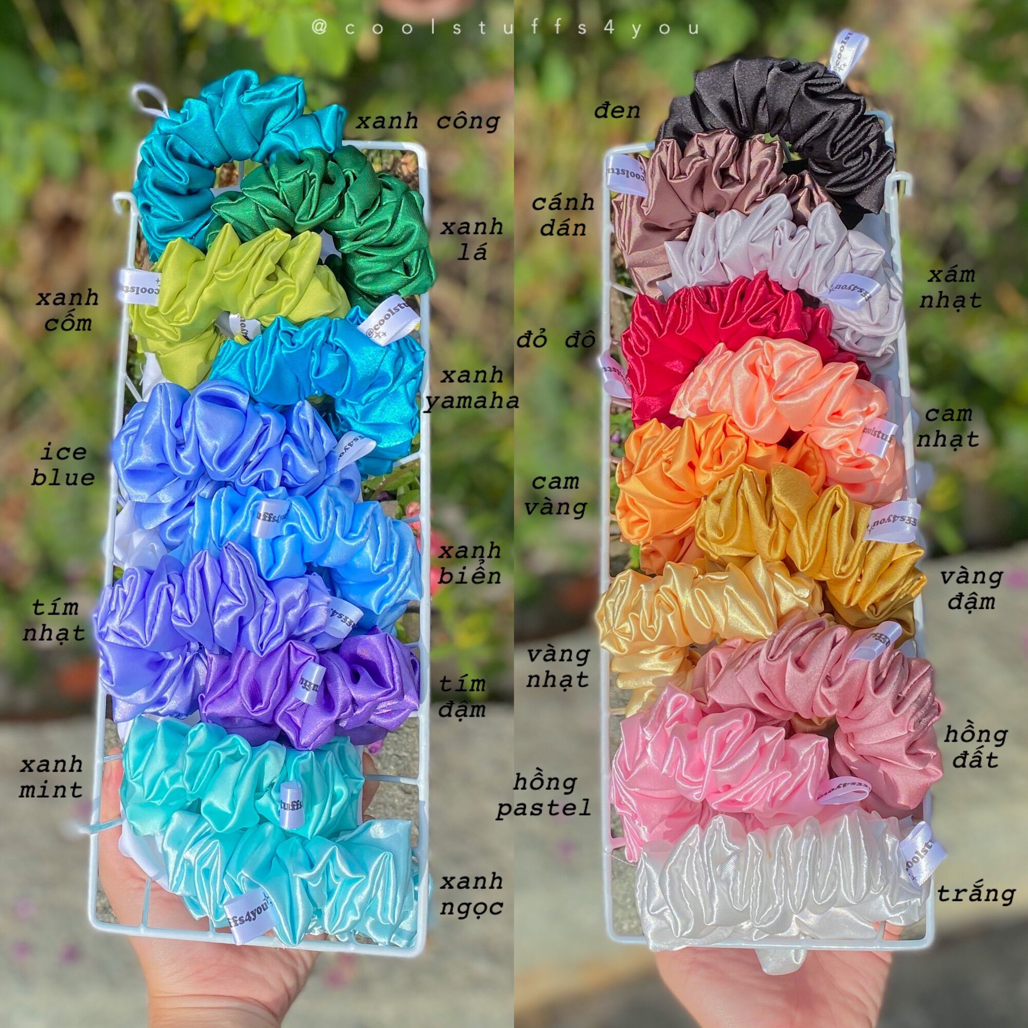 Buộc Tóc Scrunchies Lụa Minisize Vải Mịn {Bảng Màu Minisize Lụa}