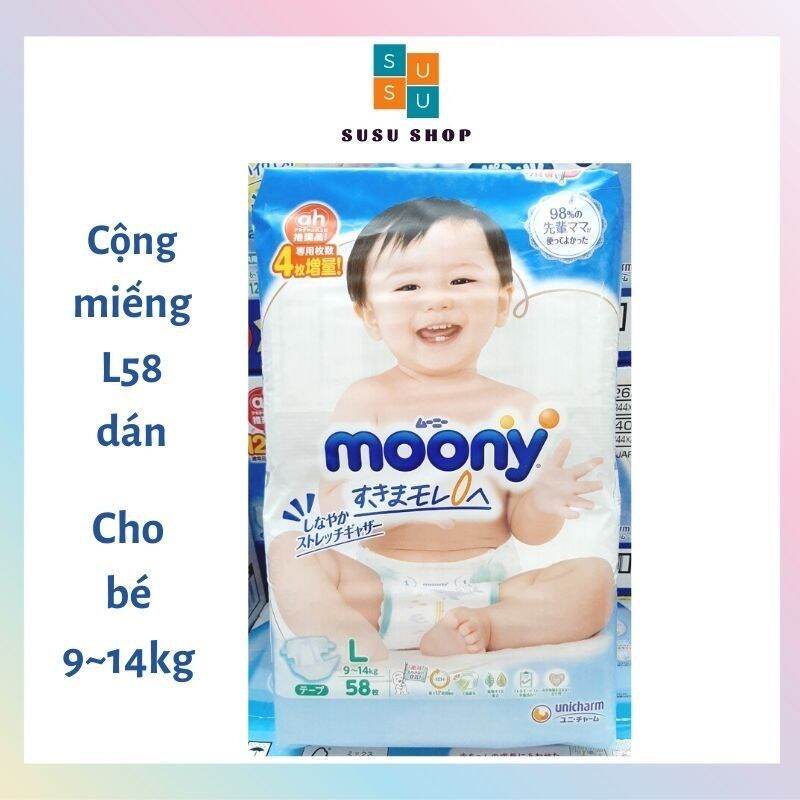 Bỉm Moony Cộng miếng nội địa nhật đủ size NB/S/M/L/XL