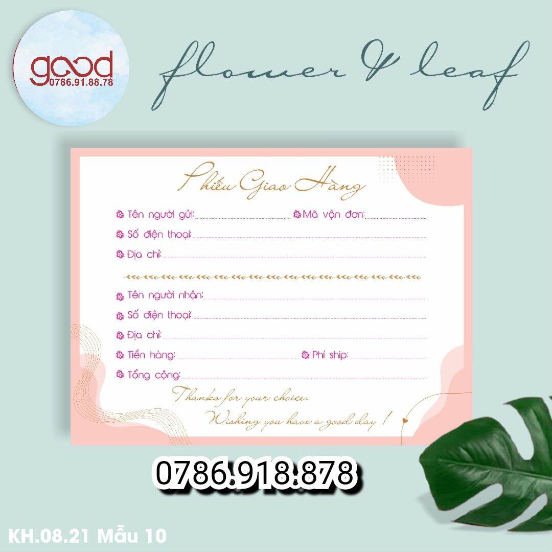 Combo 50 tờ phiếu ship mẫu hoa lá cổ điển