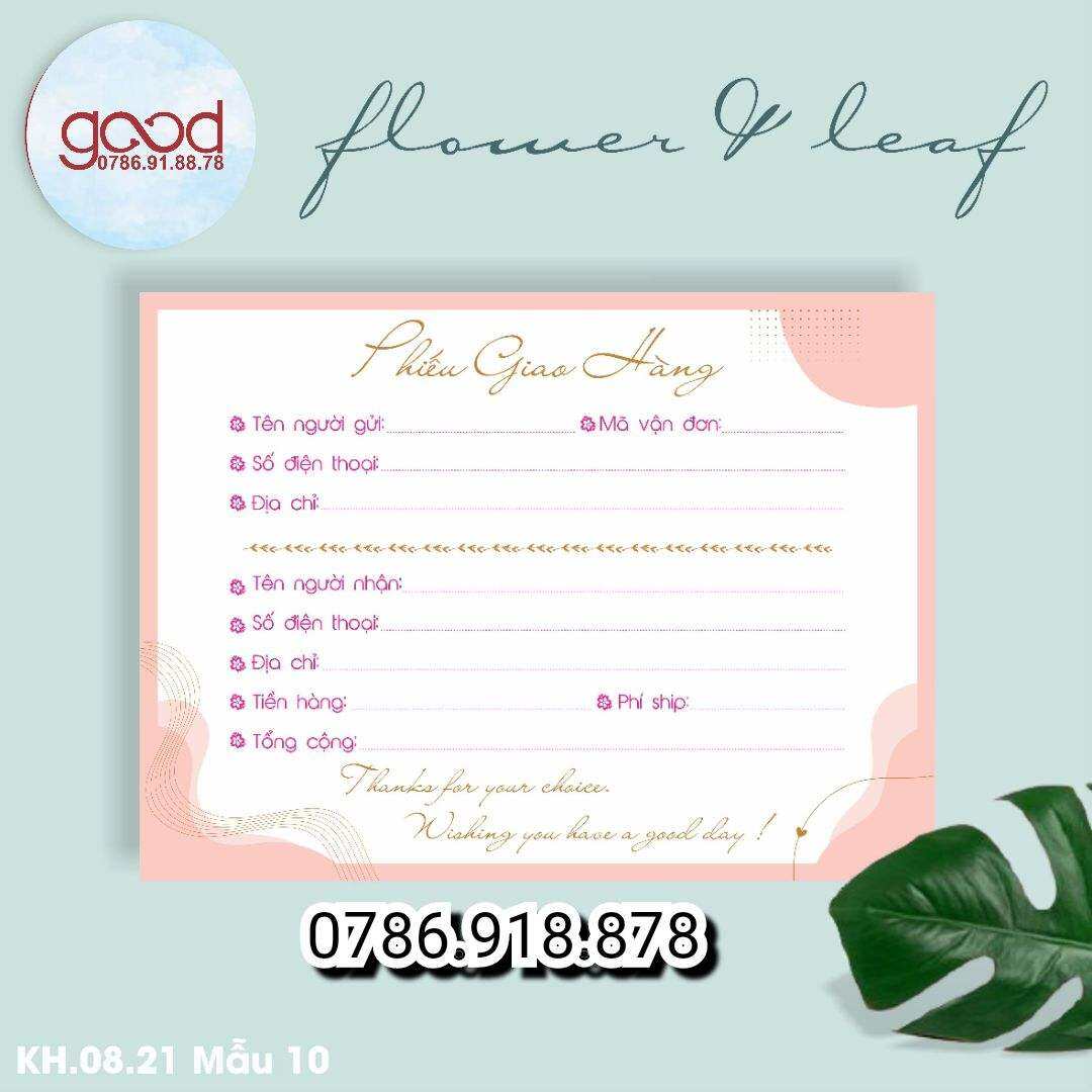Combo 50 tờ phiếu ship mẫu hoa lá cổ điển