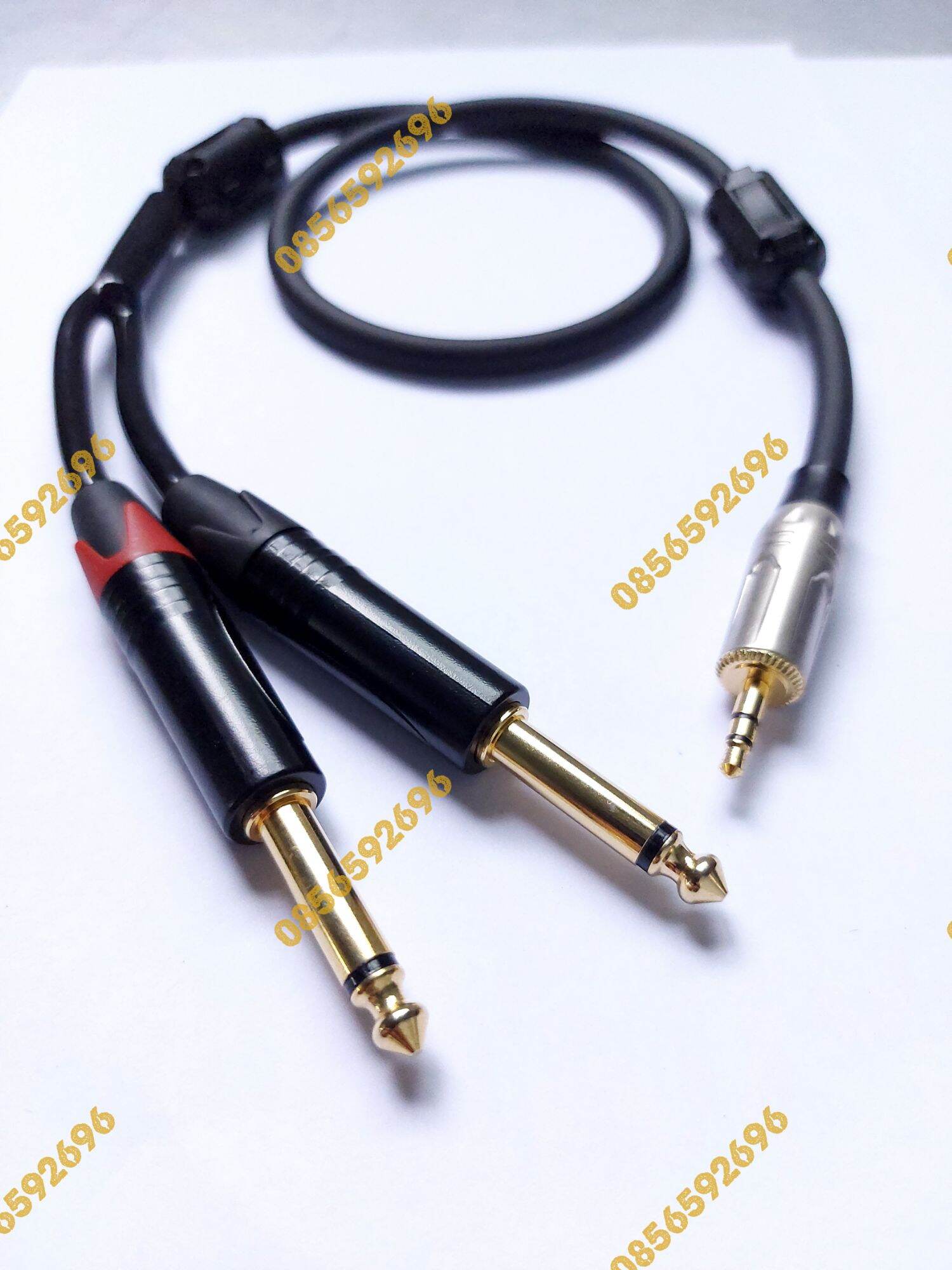 Dây tín hiệu jack 3.5mm-2 jack 6mm thẳng, dài 1m