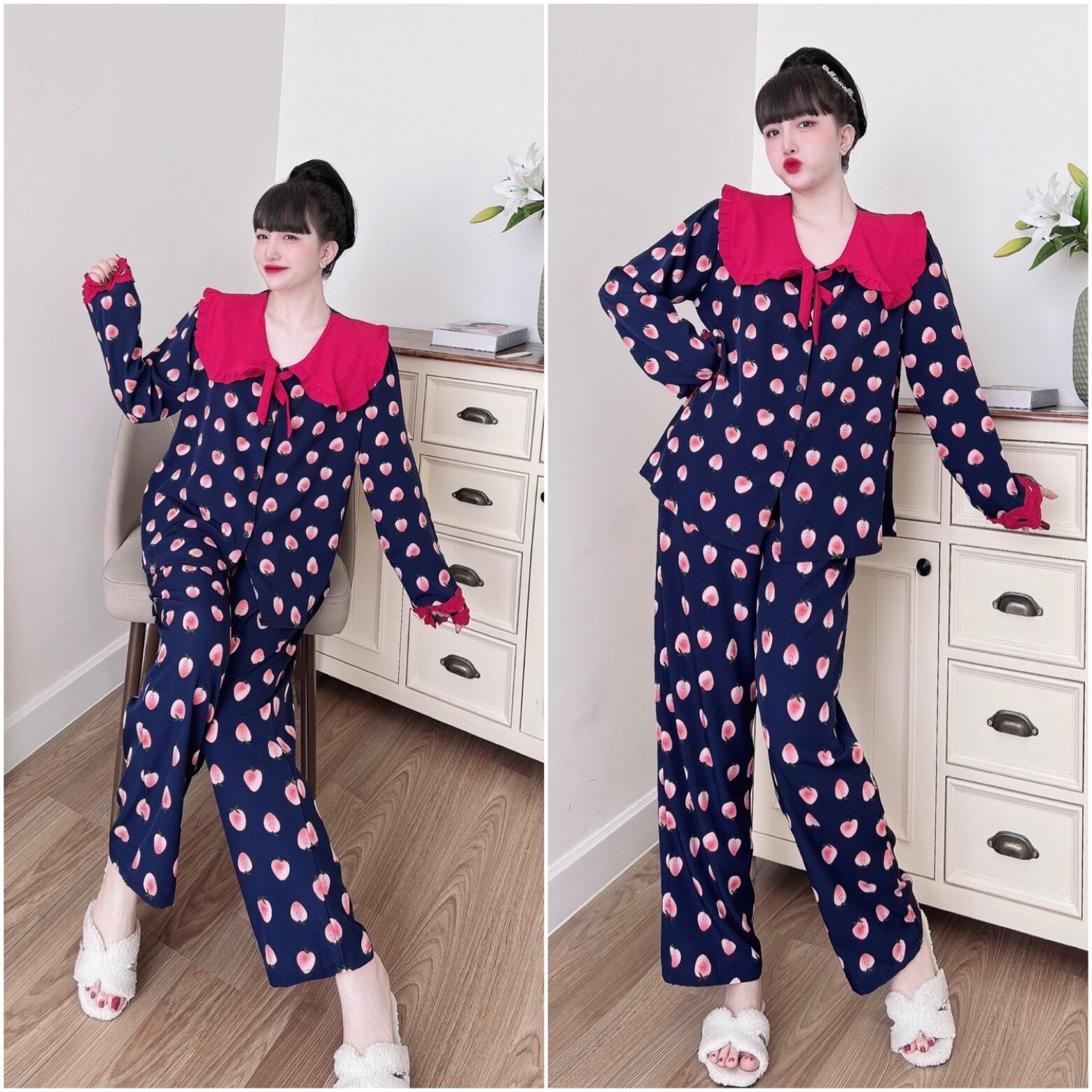 (50-110kg) Đồ Bộ Lụa Bigsize Phối Hoạ Tiết cực xinh