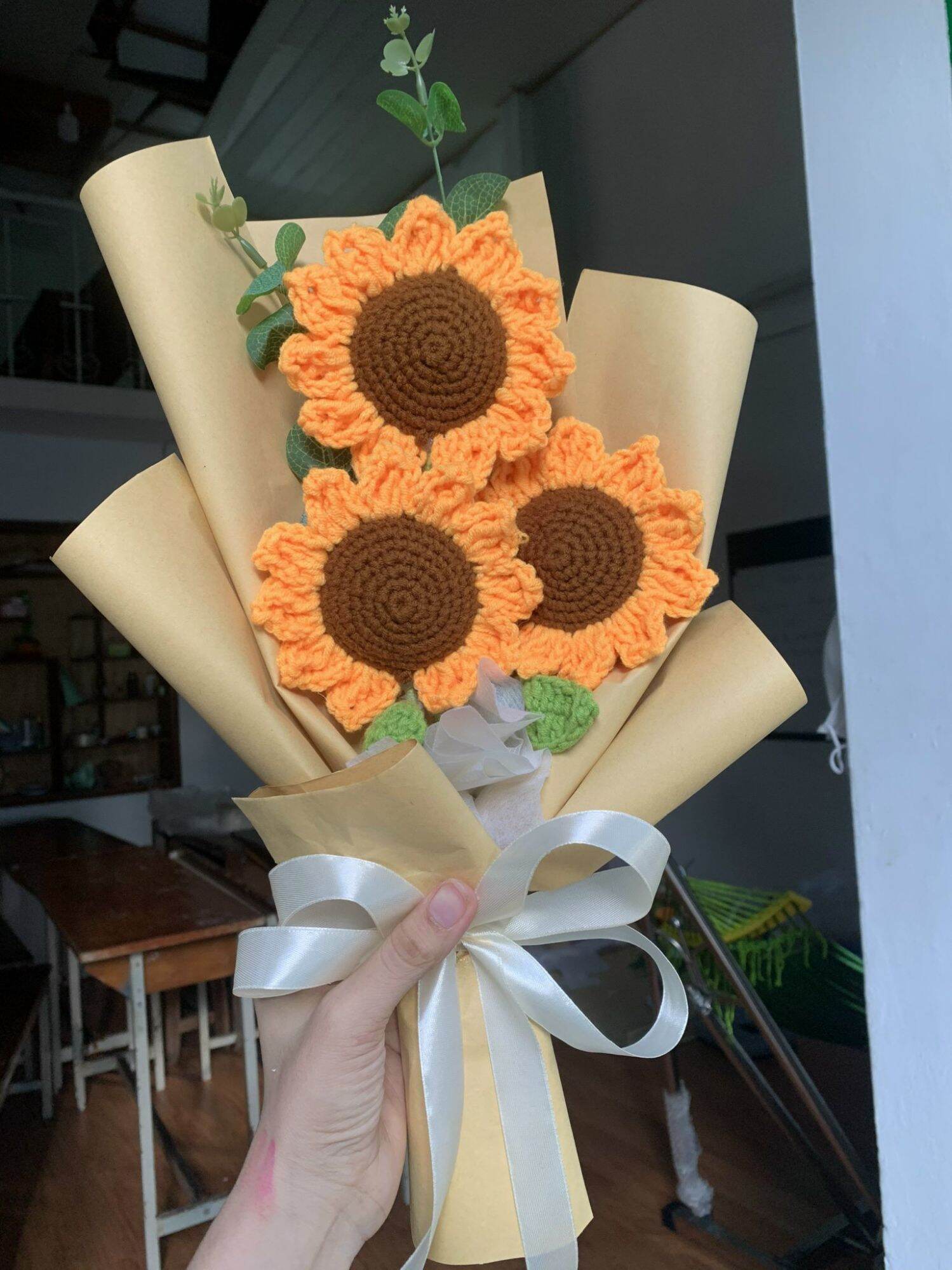 Hoa hướng dương bằng len handmade
