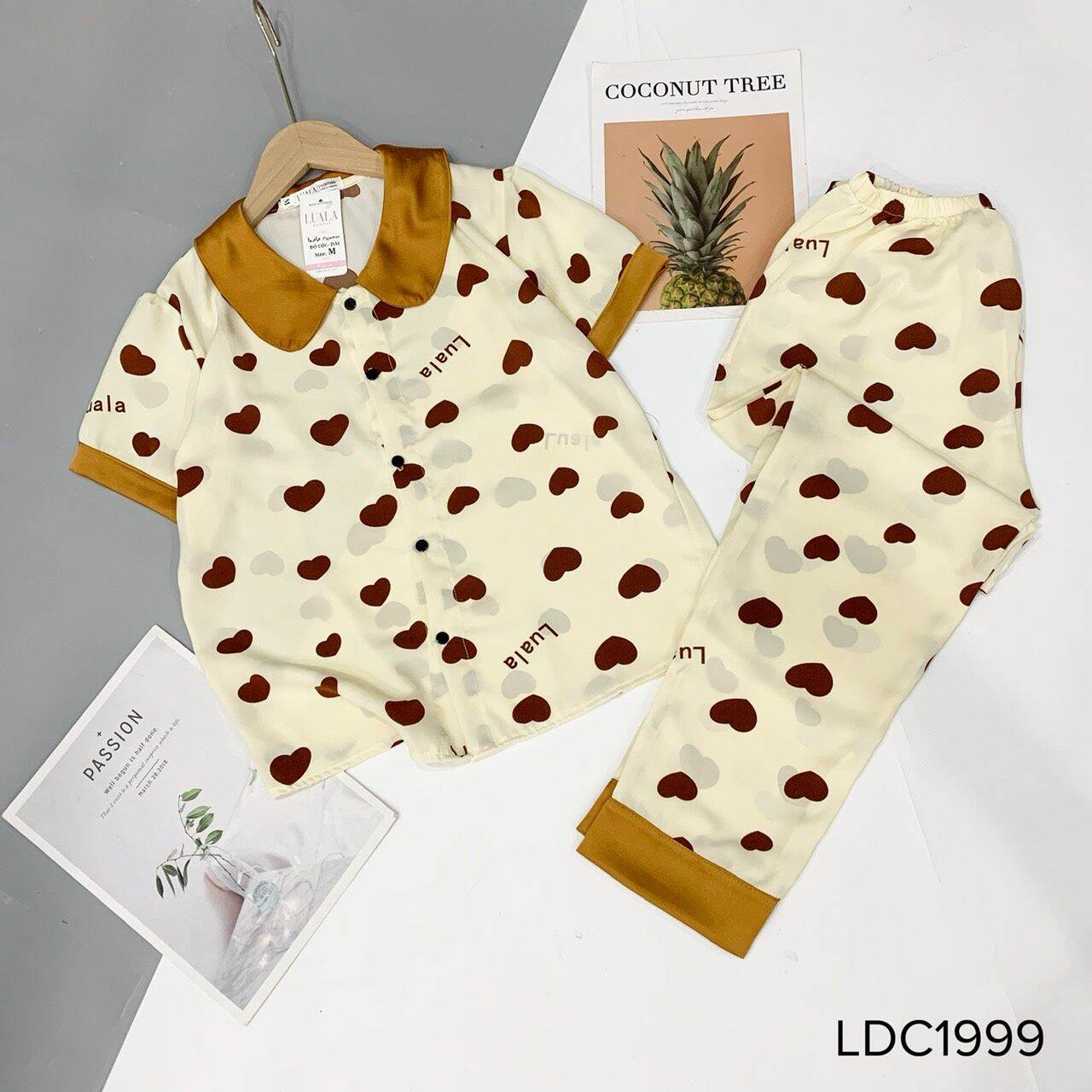 Bộ pijama lụa mango quần dài cao cấp có size