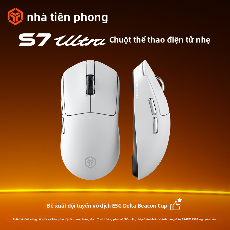 EWEADN | Chuột Gaming S7 siêu nhẹ Không dây 3 chế độ Cảm biến PAW3395 LED RGB cho Tay lớn