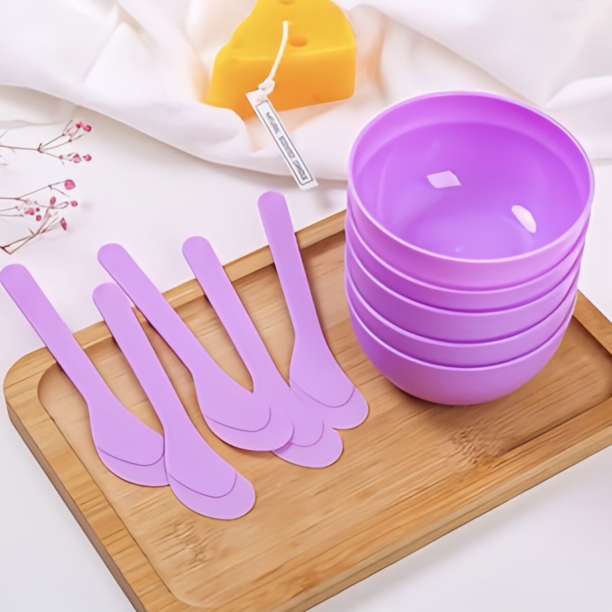 Chén nhựa và bát gáo dừa pha mặt nạ, bát trộn mask dụng cụ làm đẹp đắp mặt