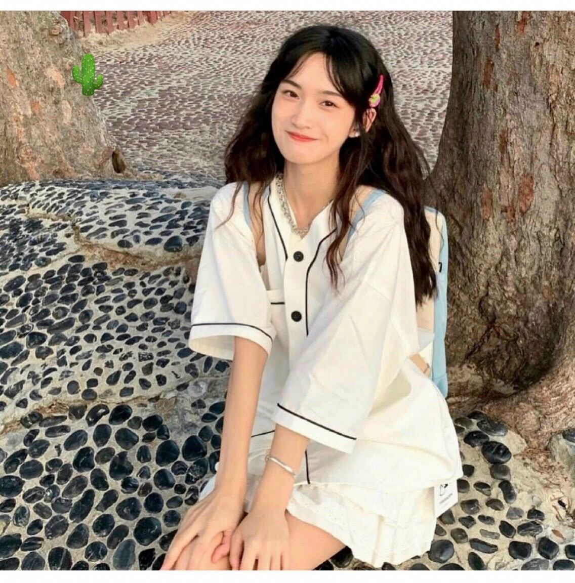 Áo sơ mi viền thêu thỏ