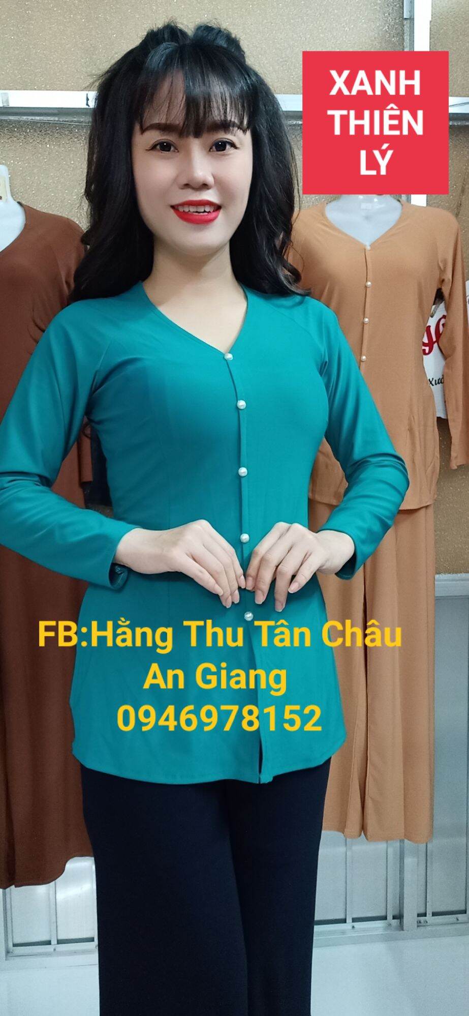 Áo bà ba màu trơn khách chọn quần trong giỏ hàng