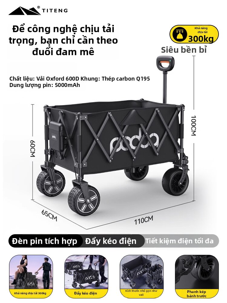 Outdoor Camping Trolley Pulling Assist Stroller for Travel - 8