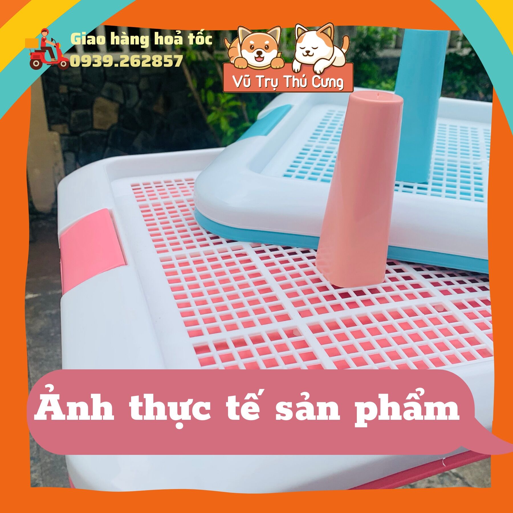 Khay vệ sinh cho chó có cọc tè, dễ dàng vệ sinh