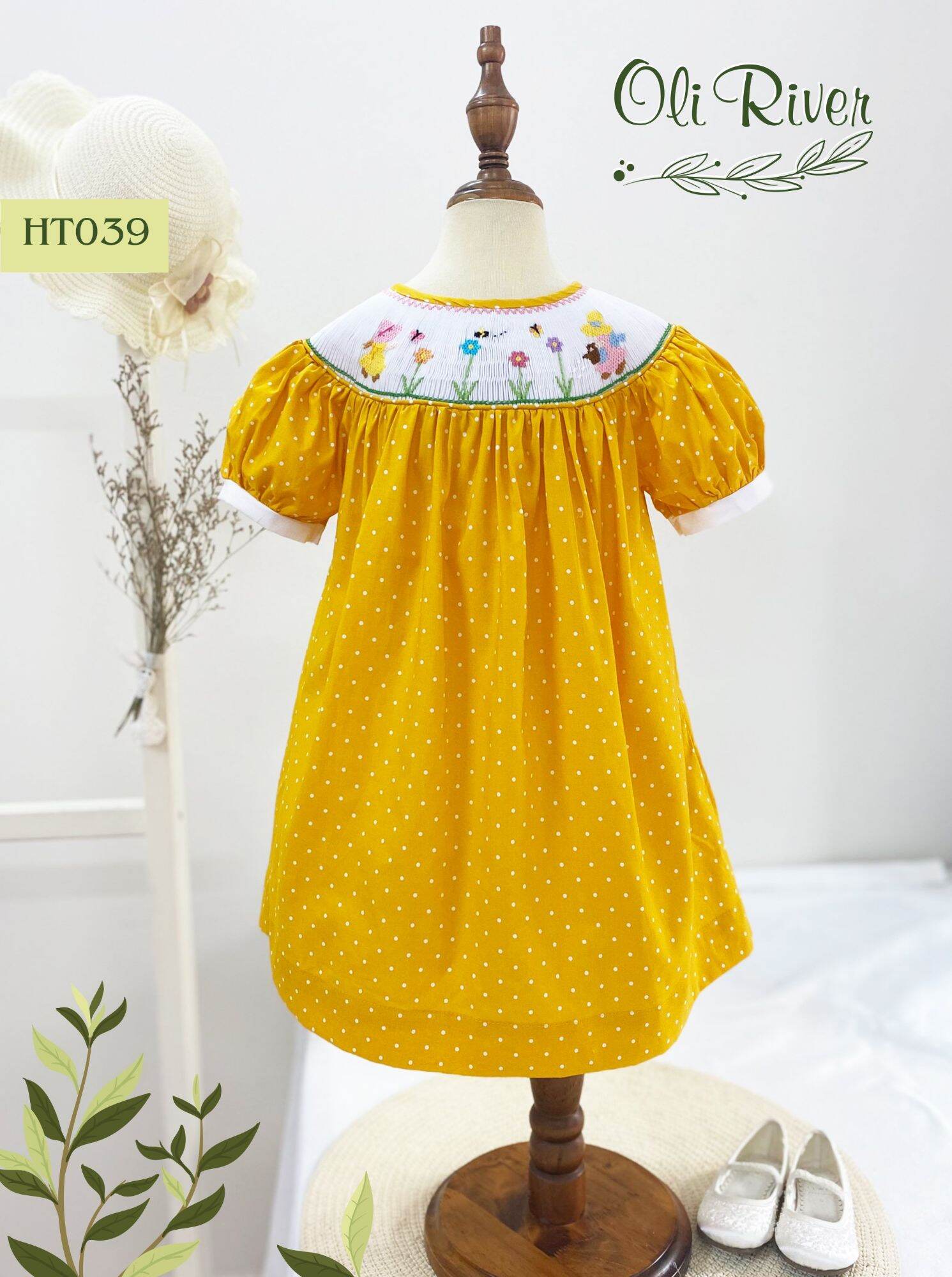 ĐẦM SMOCK CHẤM BI VÀNG XINH XẮN