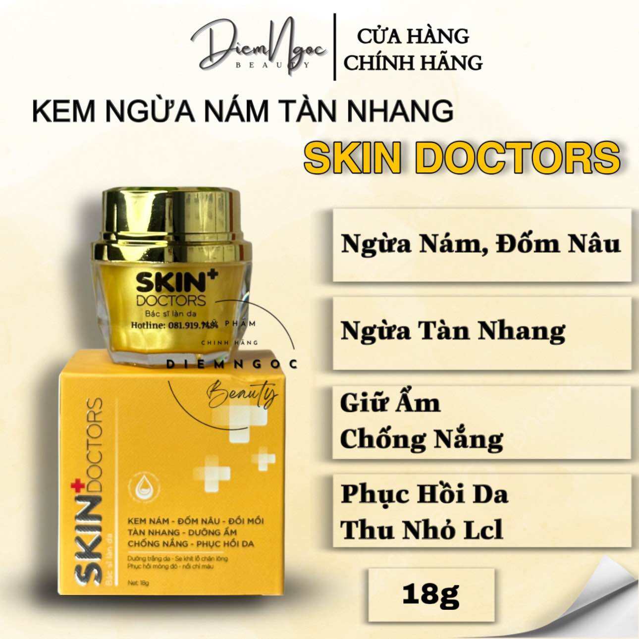 Kem Skin Doctors Nhật Bản Ngừa Nám, Tàn Nhang, Đồi Mồi, Đốm Nâu, Dưỡng Ẩm, Chống Nắng, Phục Hồi Da 18g