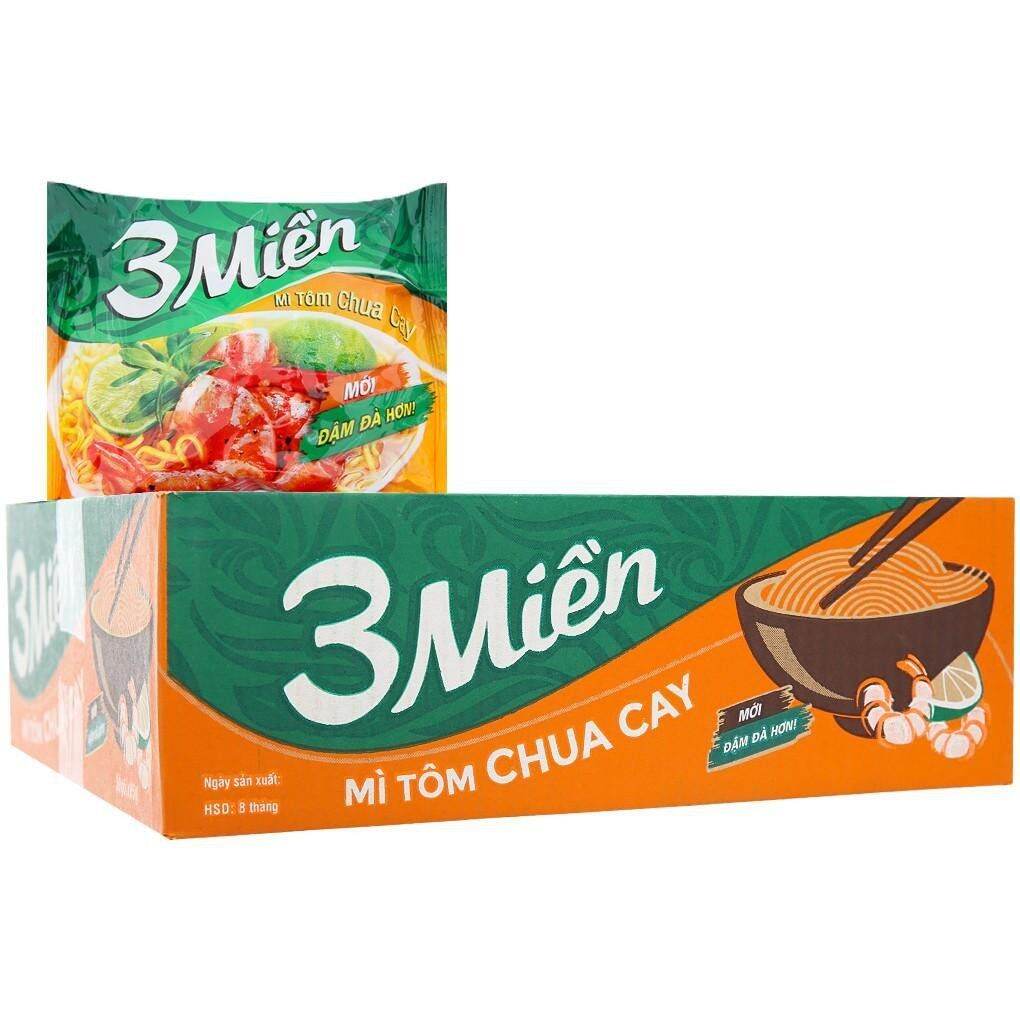 Mì Ba miền xanh chua cay thùng 30 gói x 65g