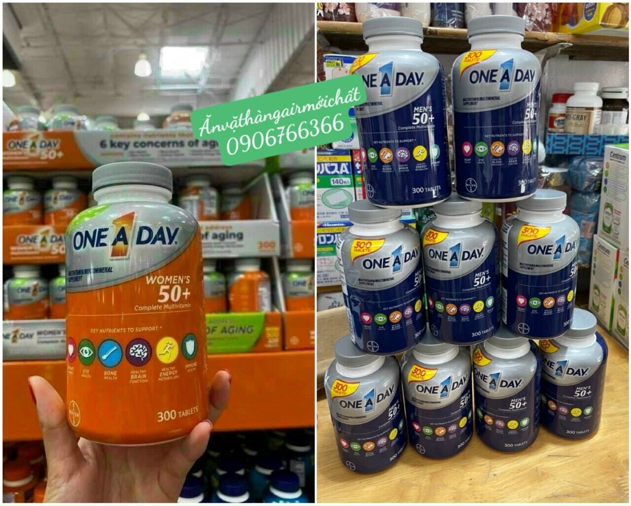 One A Day For Women 50+ , For Men 50+ Hộp 300 viên