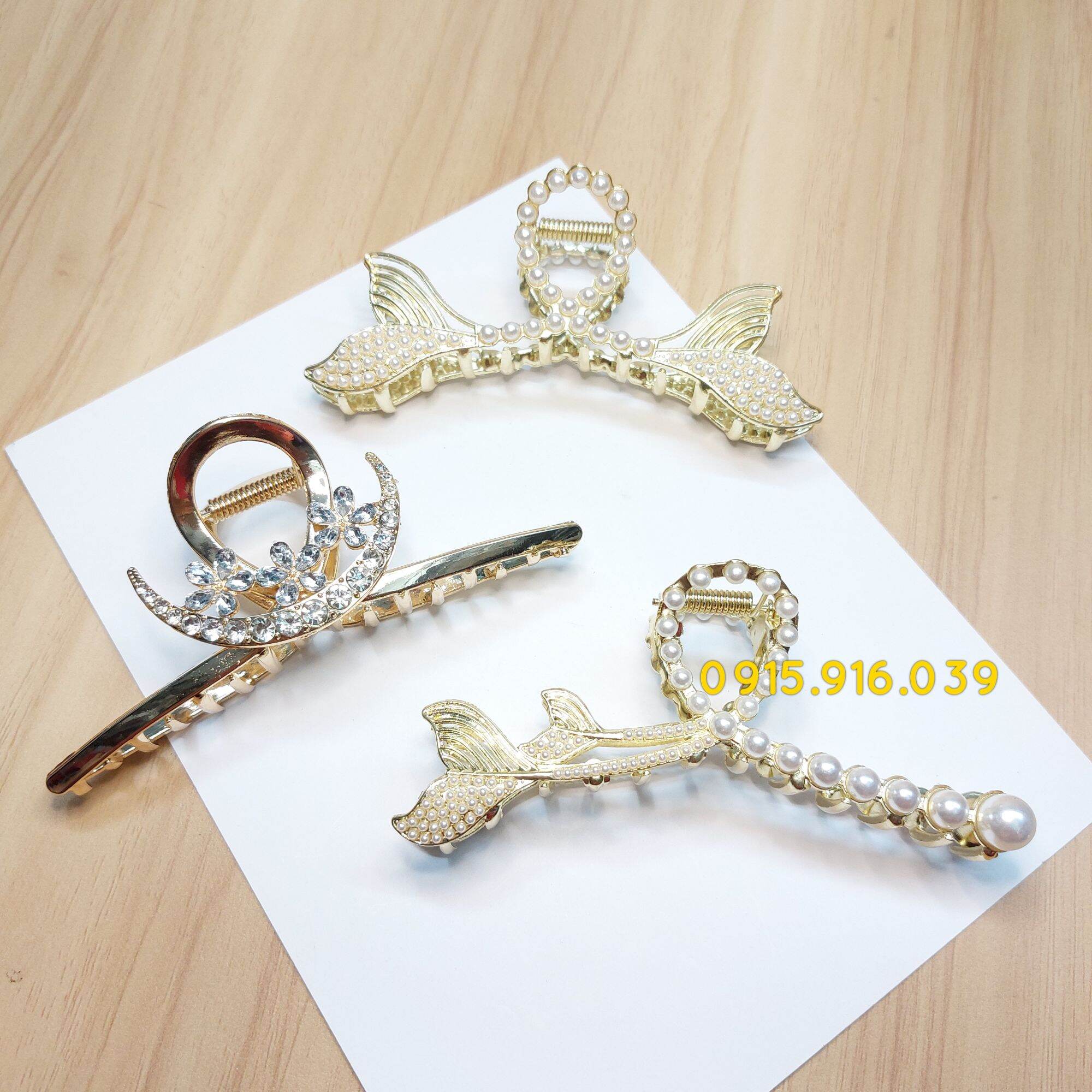 Kẹp tóc kim loại hình đuôi cá, kẹp gấp tóc kim loại