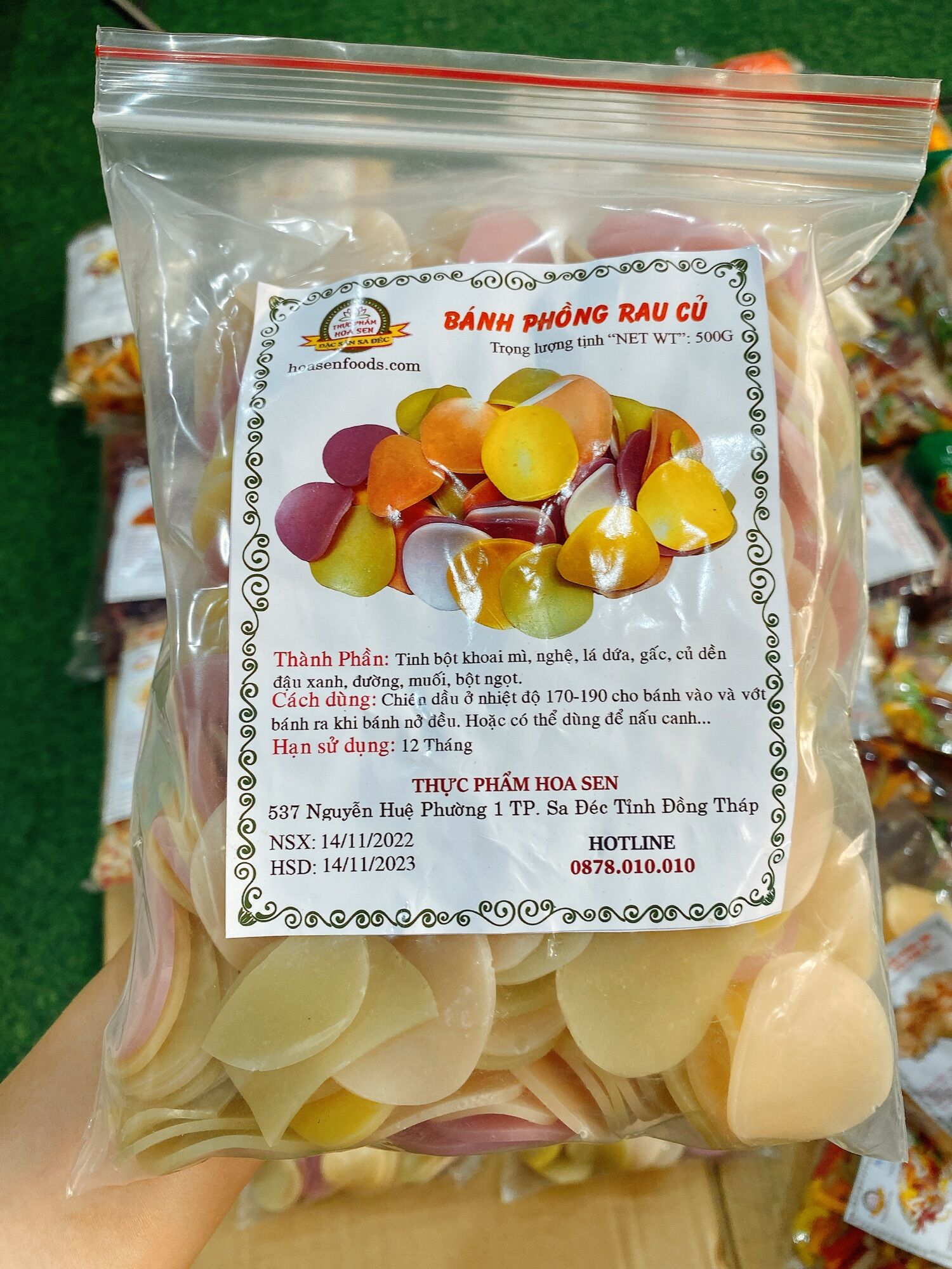 [BD] BÁNH PHỒNG TÔM RAU CỦ CHAY SA ĐÉC GÓI 500G