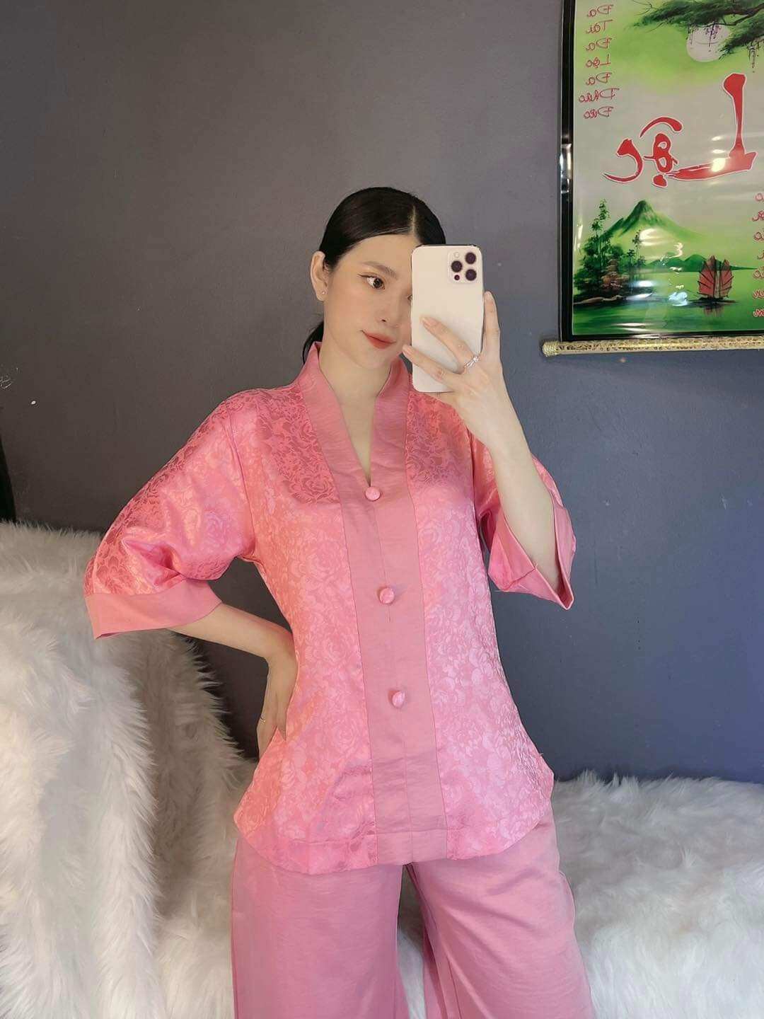 ĐỒ LAM ĐI CHÙA MẪU NỮ BÀ LAI LỤA CAO CẤP