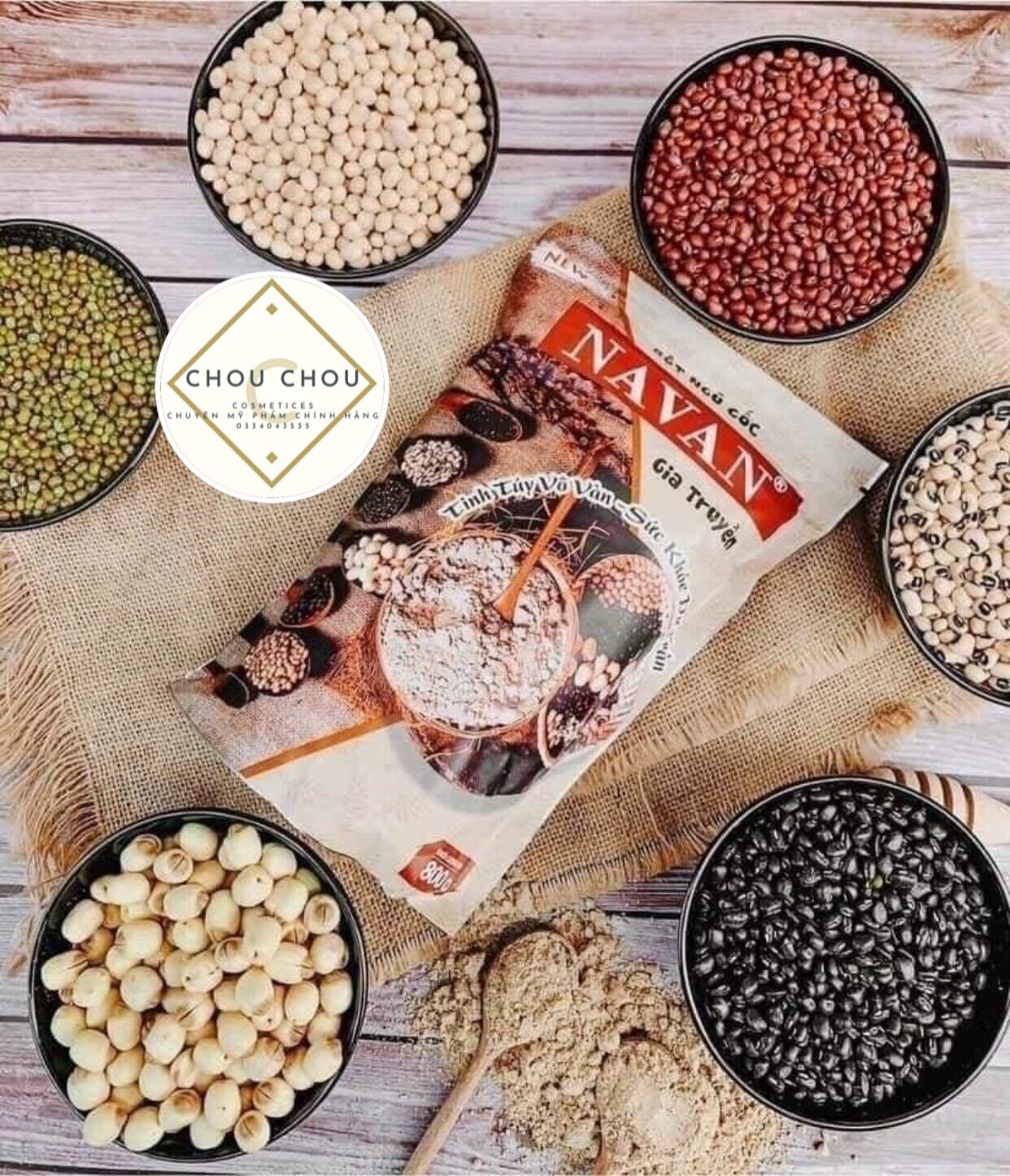 Bột ngũ cốc navan 7 vị đậu gia truyền 800g