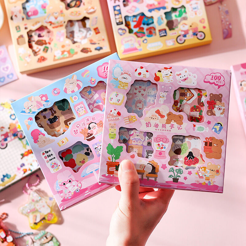 Hộp 100 tấm sticker hình dán 6x6cm