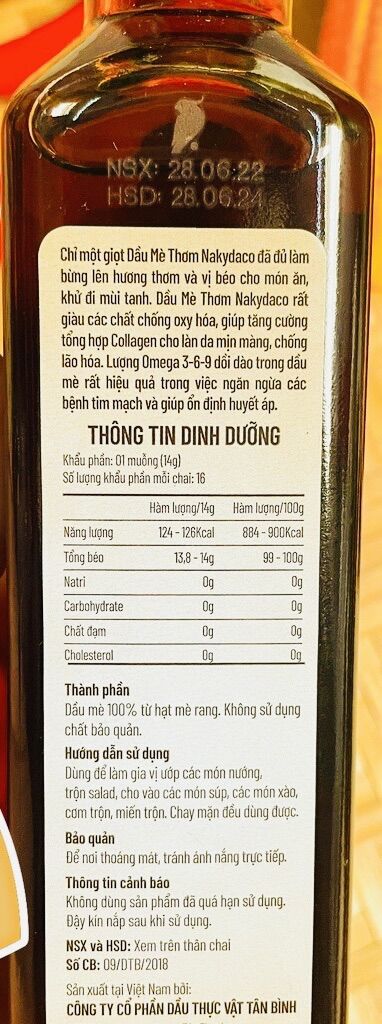 (MẪU MỚI) Dầu mè Nakydaco (con két) chai (250ml)