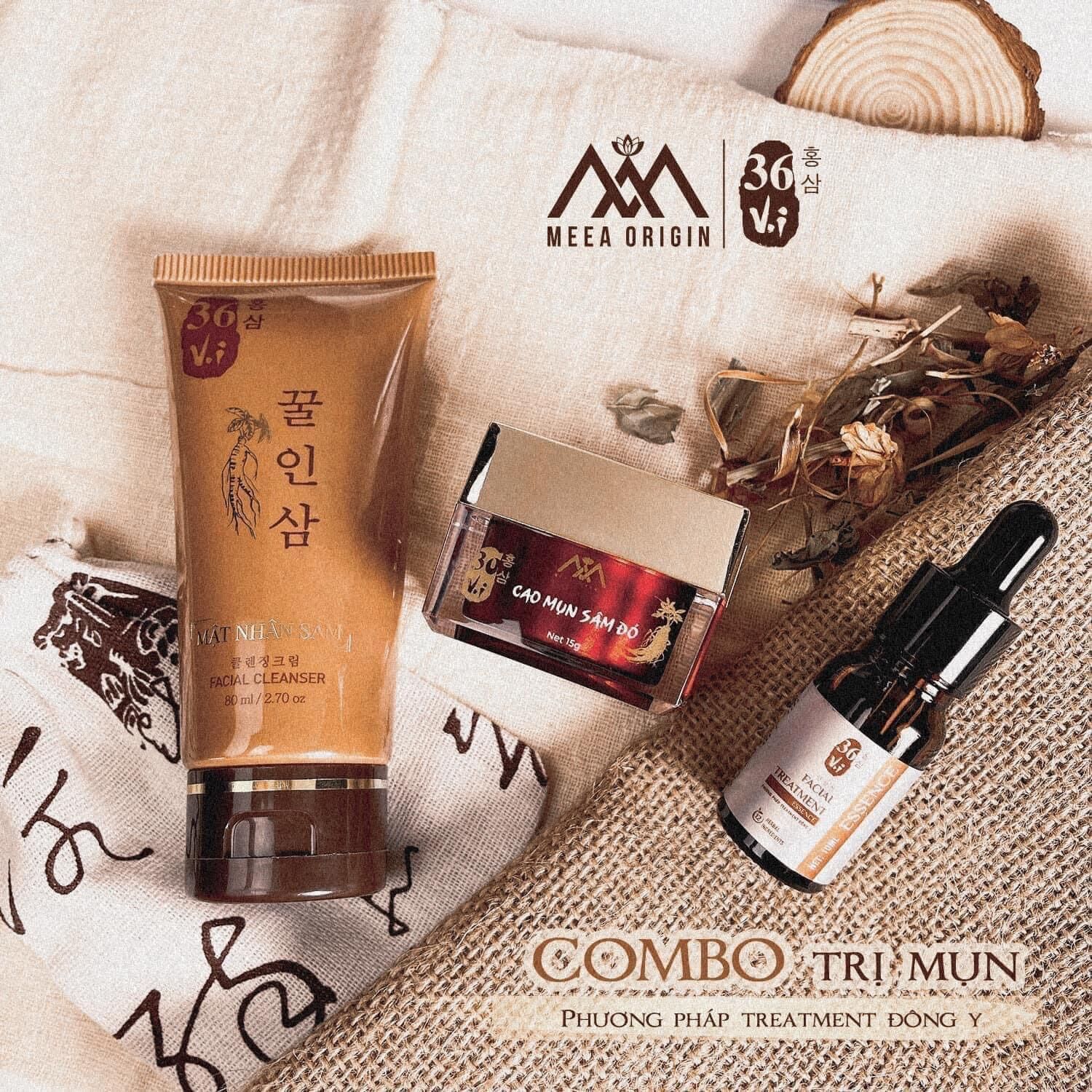 [Chính hãng] Combo Sữa Rửa Mặt 36 Vị + Serum Cốt Huyết Thanh + Cao Mụn Sâm Đỏ 36 Vị MeeA Organic
