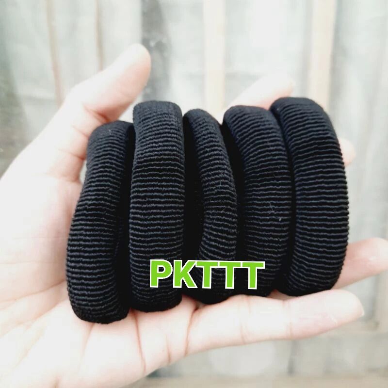 Túi 10 Thun cột tóc màu đen (bản 1.2cm-1.5cm)