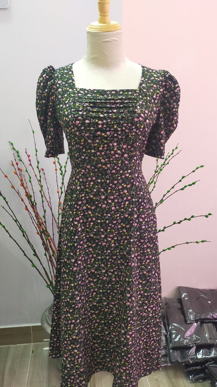 Đầm Hoa Nhí Chất Lụa Xếp Ly Ngực Size L đến XXL ♥️