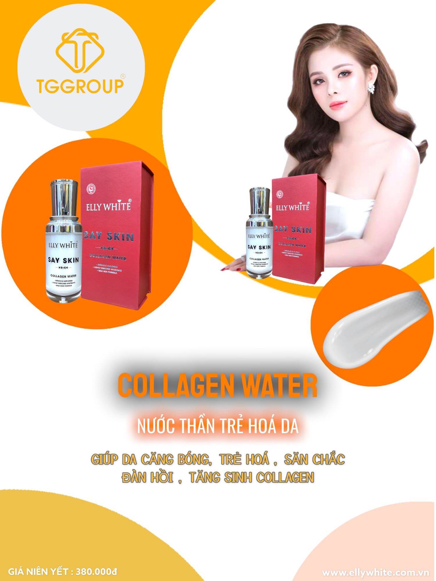 Collagen water, nước thần dưỡng ẩm, trắng da ,mờ nám, chống nhăn . elly white