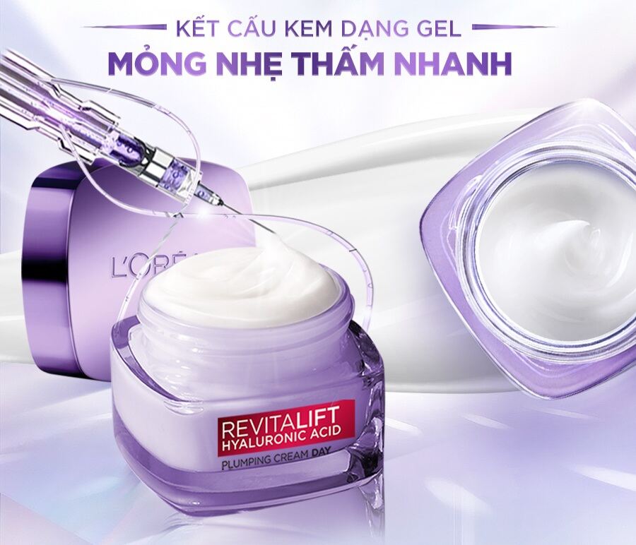 Kem dưỡng siêu cấp ẩm căng mượt da và giảm nếp nhăn Loreal Paris Revitalift