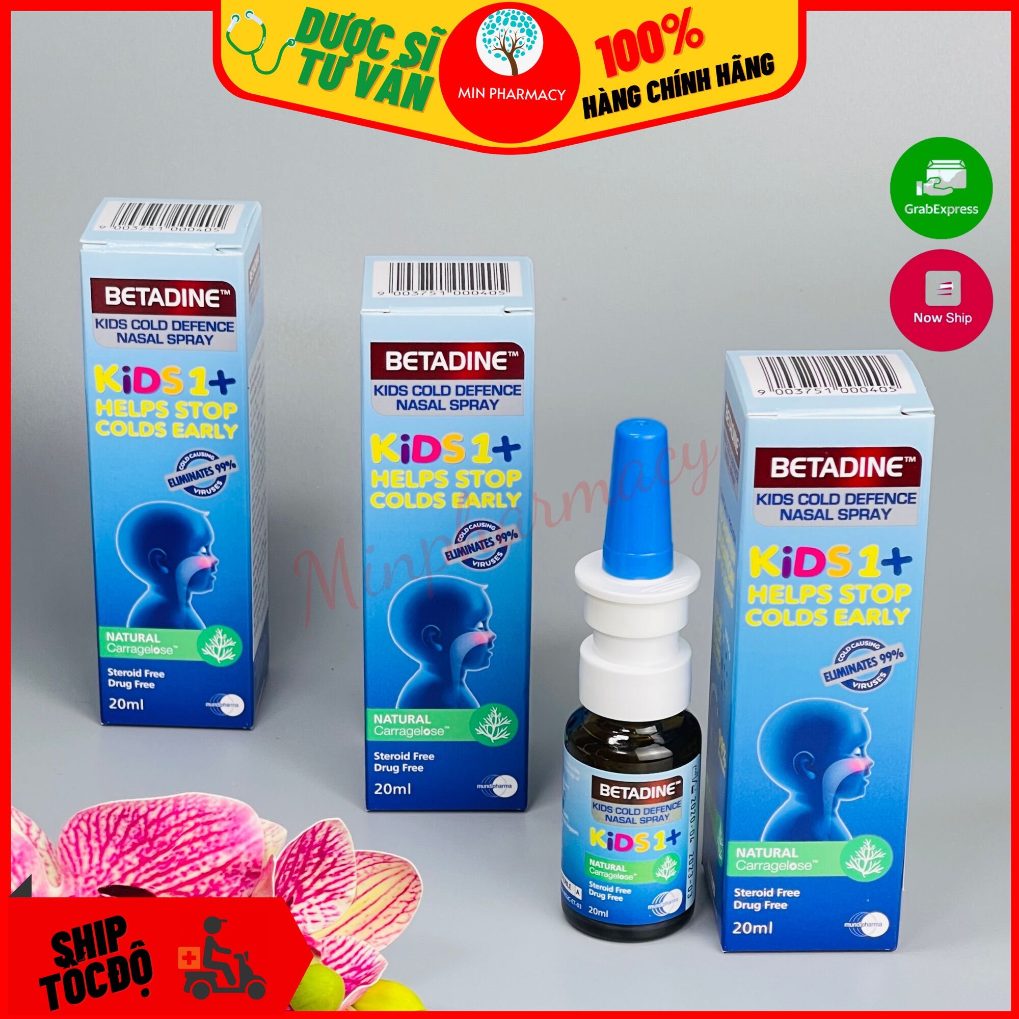 Xịt mũi Betadine Kids Cold Defence Nasal Spray chai 20ml - Minpharmacy