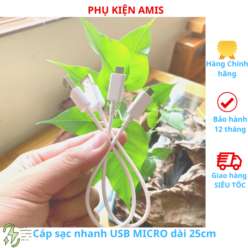 Dây sạc Micro USB ngắn 25cm, cáp sạc ngắn dành cho pin dự phòng