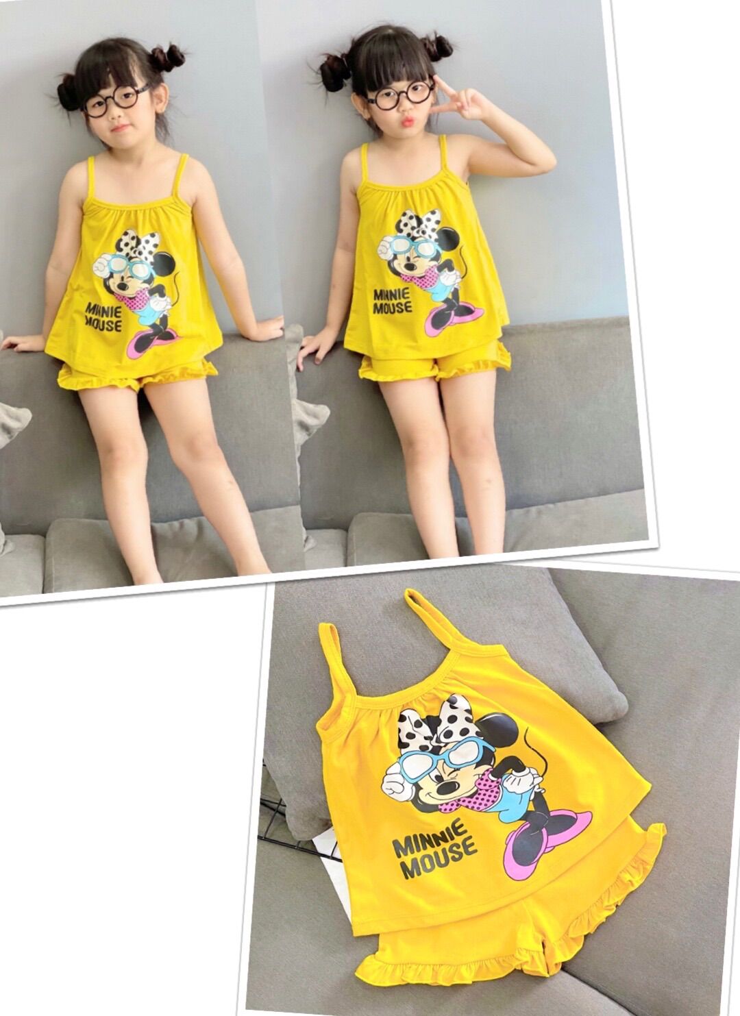 9-20kg Siêu cưng! mát mẻ mùa hè! Đồ bộ áo dây quần bèo Thun coton đẹp bé gái (117) - 4
