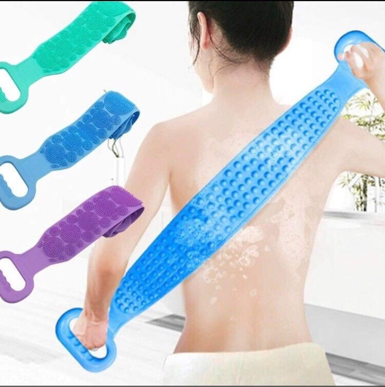 Dây tắm chà lưng 2 mặt silicon tẩy tế bào chết đa năng, giao màu ngẫu nhiên