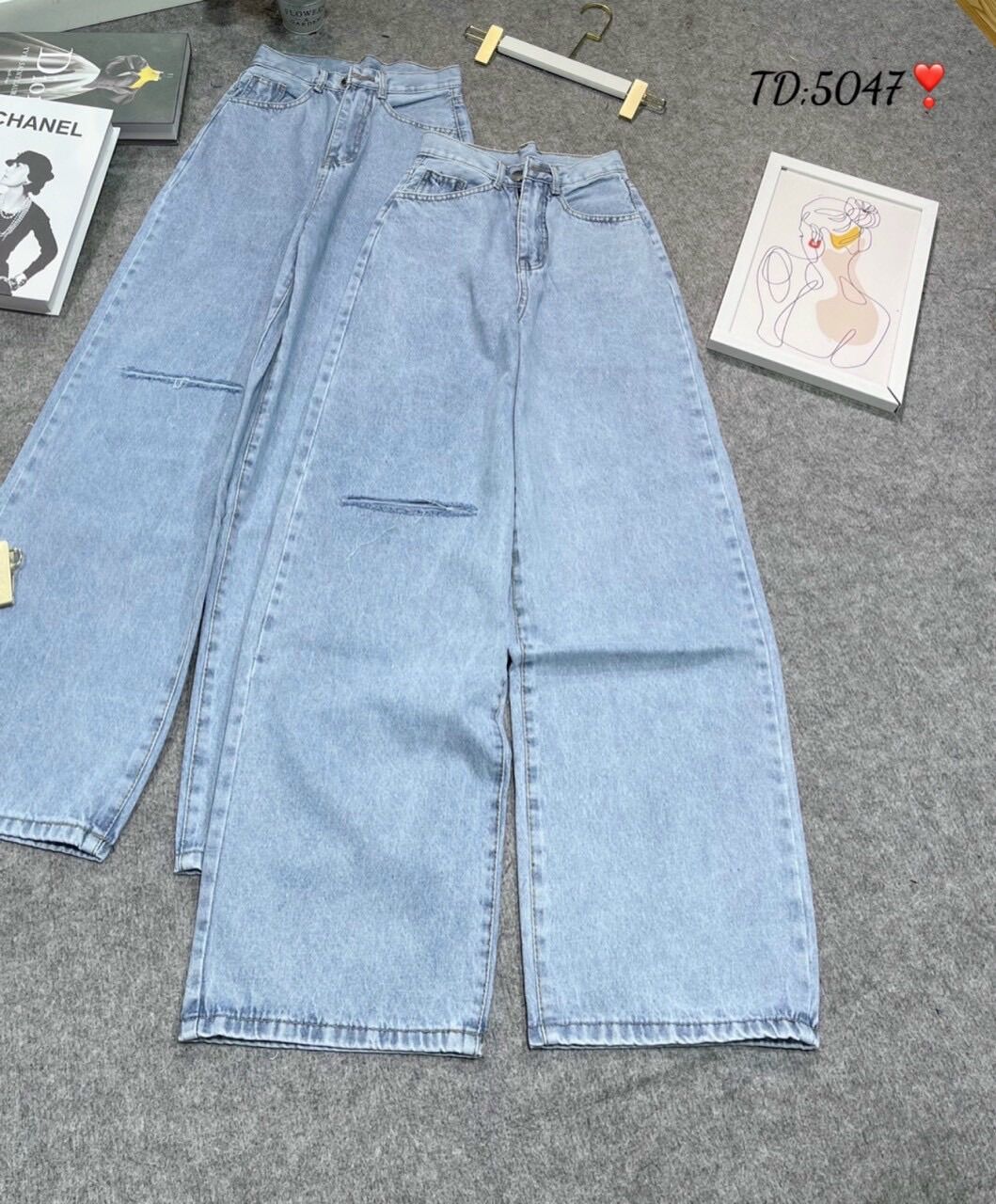 💕Baggy Jeans Ống Suông Rách 1 Line