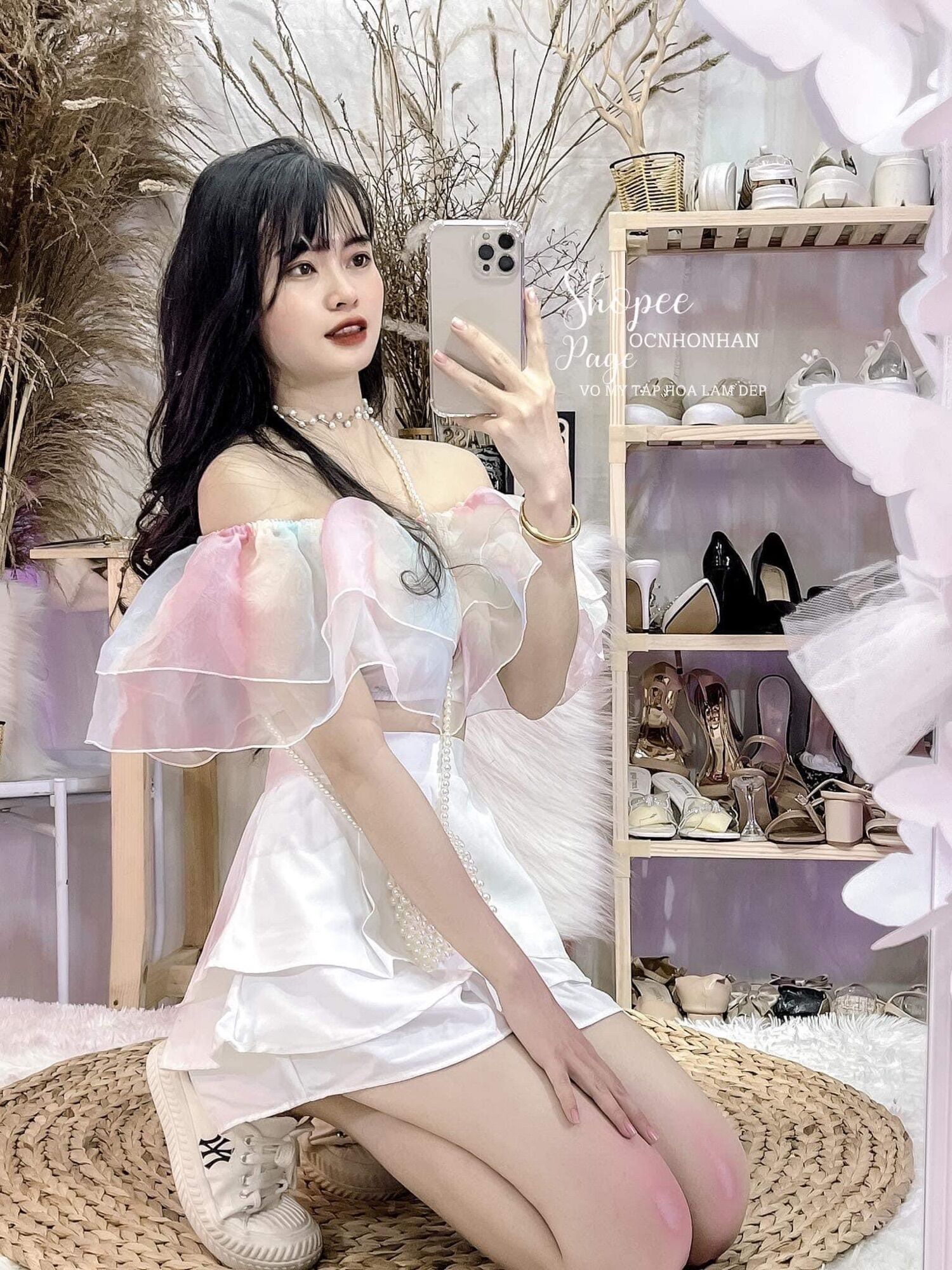 Áo trễ vai đi biển 7 màu von tơ